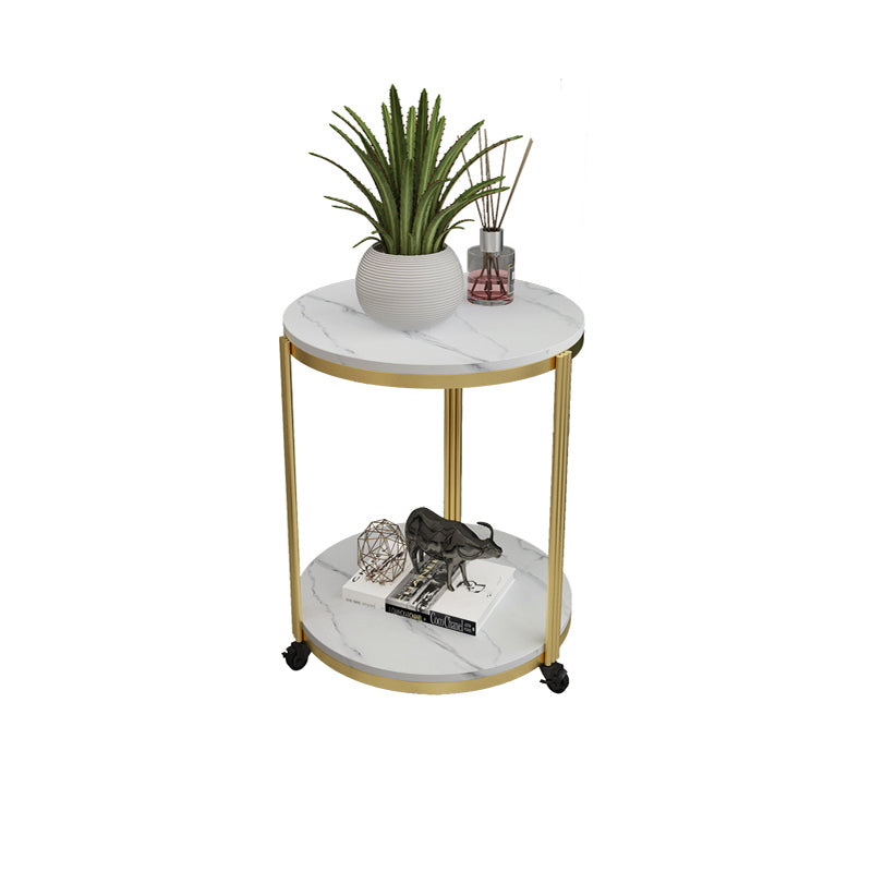 21.65" Slate Round Side End Table Iron 3 Legs Side Table with Shelf