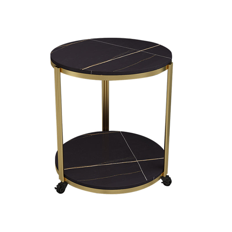 21.65" Slate Round Side End Table Iron 3 Legs Side Table with Shelf