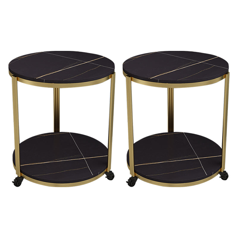 21.65" Slate Round Side End Table Iron 3 Legs Side Table with Shelf