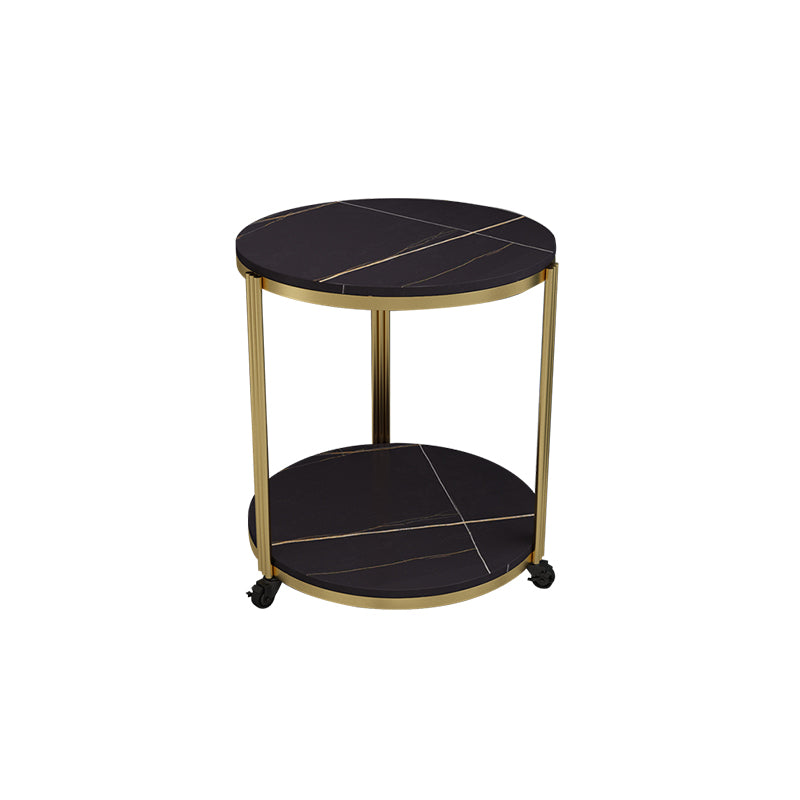 21.65" Slate Round Side End Table Iron 3 Legs Side Table with Shelf