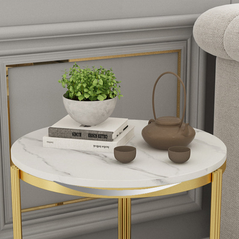 21.65" Slate Round Side End Table Iron 3 Legs Side Table with Shelf
