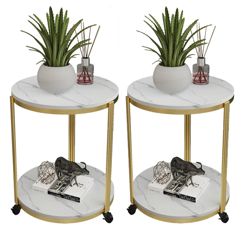 21.65" Slate Round Side End Table Iron 3 Legs Side Table with Shelf