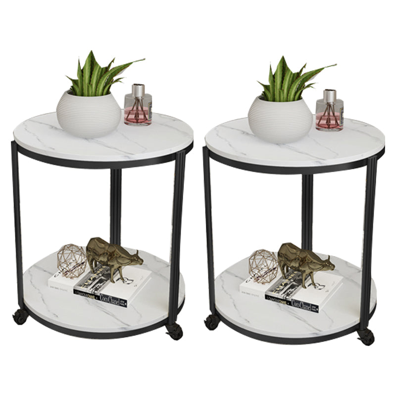 21.65" Slate Round Side End Table Iron 3 Legs Side Table with Shelf