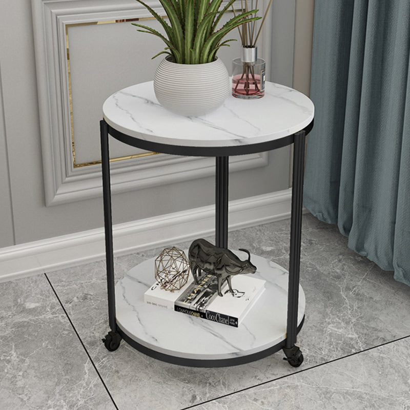 21.65" Slate Round Side End Table Iron 3 Legs Side Table with Shelf