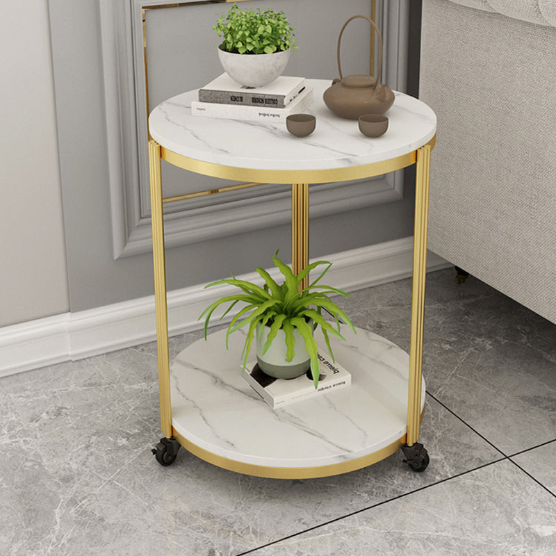 21.65" Slate Round Side End Table Iron 3 Legs Side Table with Shelf