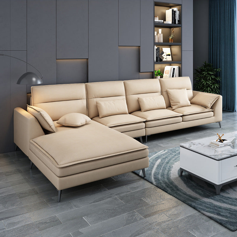 68" Wide Scandinavian Sectional Sofa Cushion Back 4 Pillows Sleeper Sectional