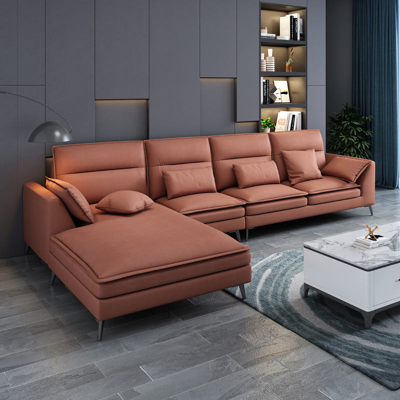 68" Wide Scandinavian Sectional Sofa Cushion Back 4 Pillows Sleeper Sectional