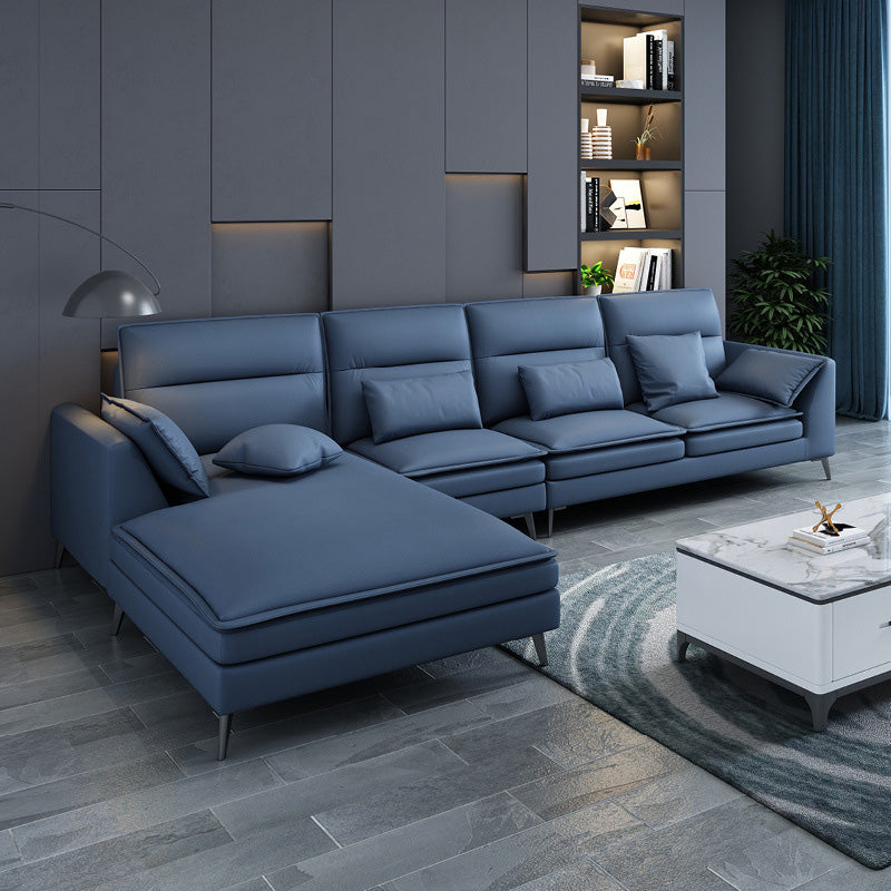 68" Wide Scandinavian Sectional Sofa Cushion Back 4 Pillows Sleeper Sectional