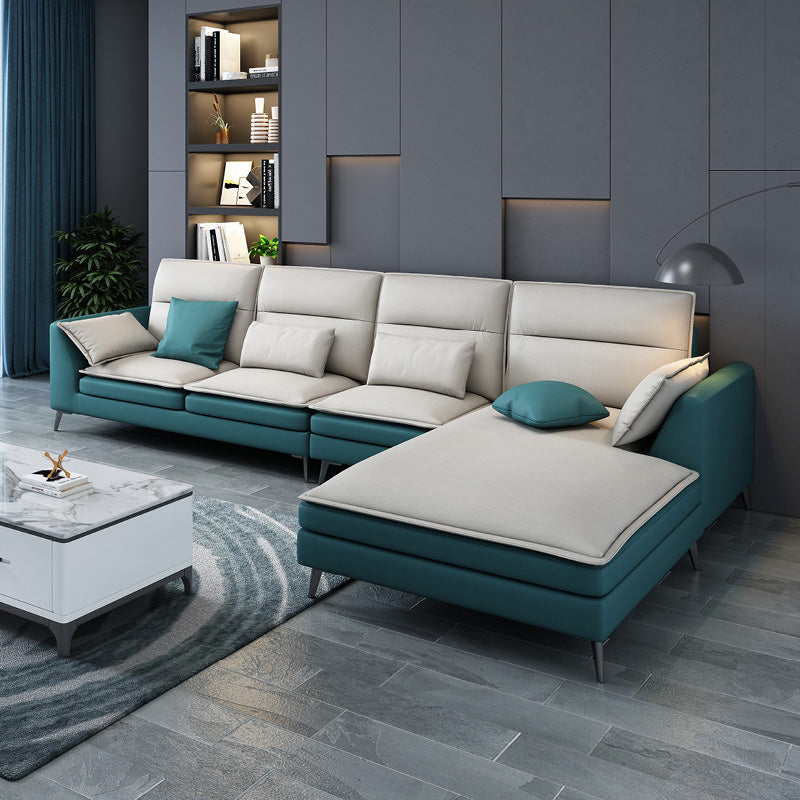 68" Wide Scandinavian Sectional Sofa Cushion Back 4 Pillows Sleeper Sectional