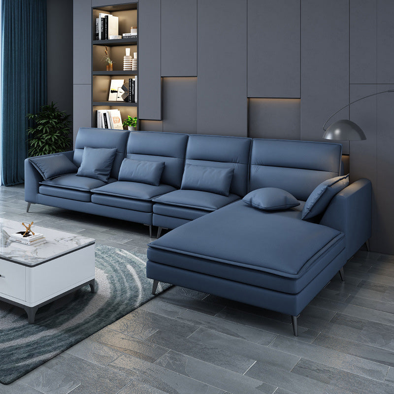 68" Wide Scandinavian Sectional Sofa Cushion Back 4 Pillows Sleeper Sectional