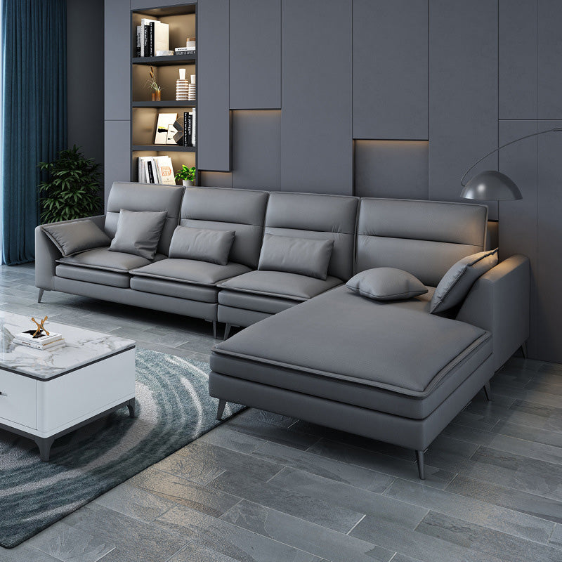 68" Wide Scandinavian Sectional Sofa Cushion Back 4 Pillows Sleeper Sectional