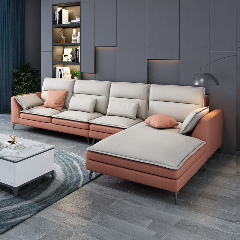 68" Wide Scandinavian Sectional Sofa Cushion Back 4 Pillows Sleeper Sectional