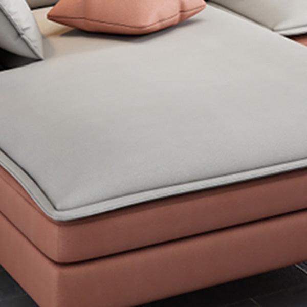 68" Wide Scandinavian Sectional Sofa Cushion Back 4 Pillows Sleeper Sectional