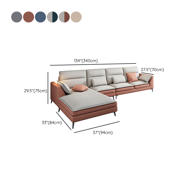 68" Wide Scandinavian Sectional Sofa Cushion Back 4 Pillows Sleeper Sectional