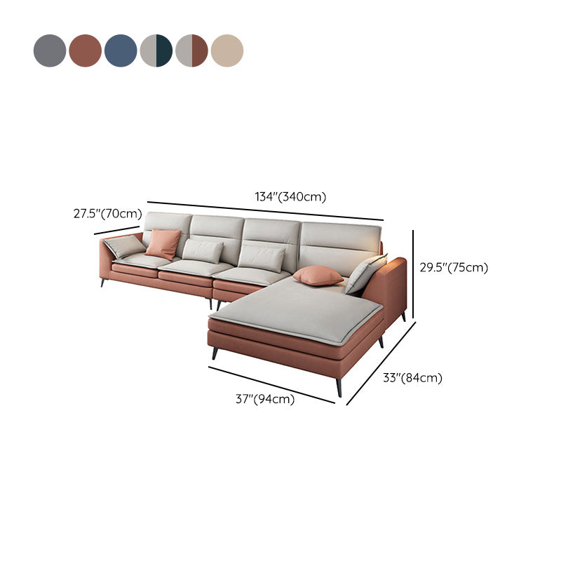 68" Wide Scandinavian Sectional Sofa Cushion Back 4 Pillows Sleeper Sectional