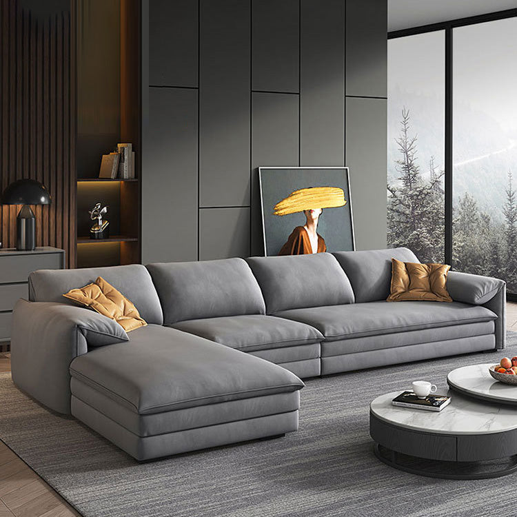 68"W Contemporary Sectional Sofa Fabric Stationary Sectional