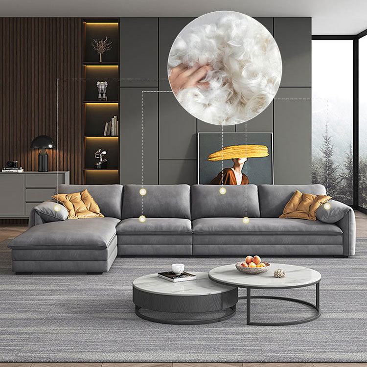 68"W Contemporary Sectional Sofa Fabric Stationary Sectional