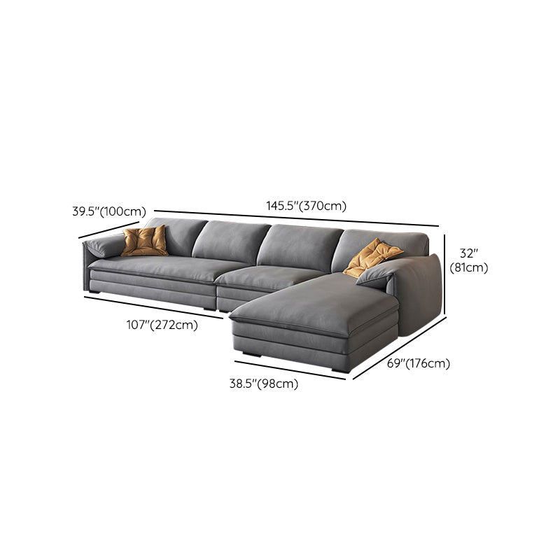 68"W Contemporary Sectional Sofa Fabric Stationary Sectional