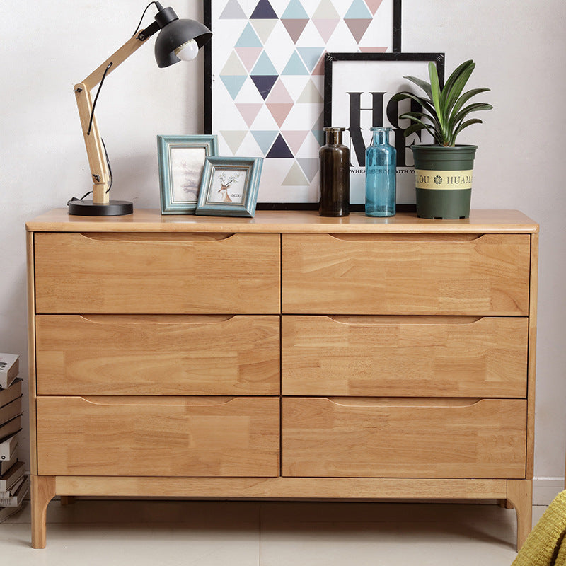 Rectangular Rubberwood Chest Mid-Century Modern Accent Chest