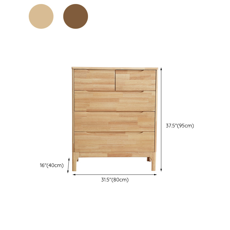 Wood 5/6/7 - Drawer Accent Chest Brown/Natural Rubberwood Chest
