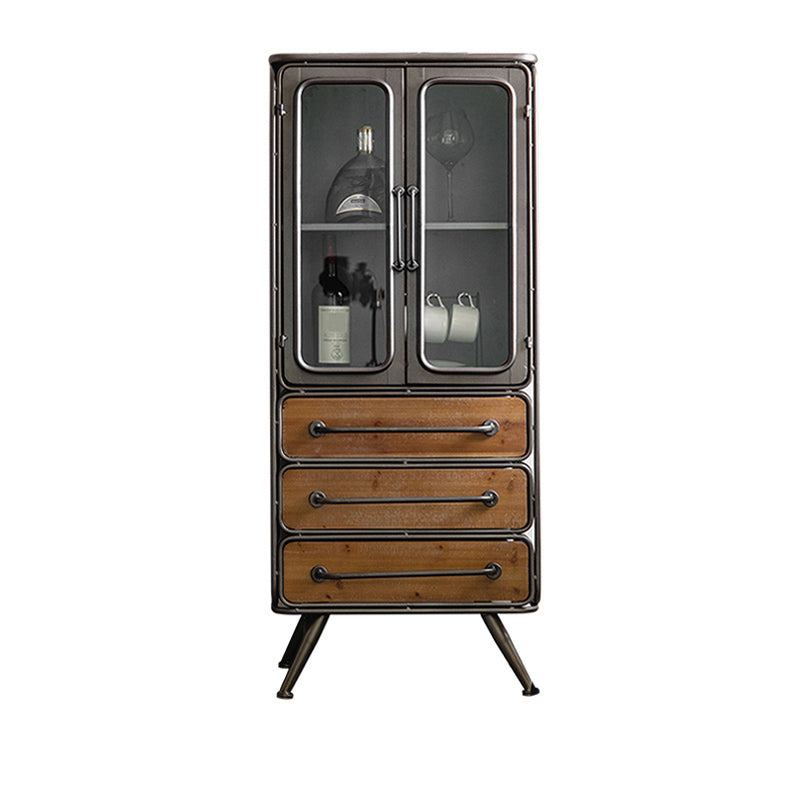 Industrial Rectangle Solid Wood With Doors Cabinet Distressed Wood Accent Cabinet