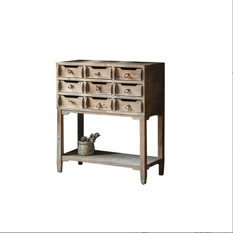 Industrial Rectangle Solid Wood With Doors Cabinet Distressed Wood Accent Cabinet
