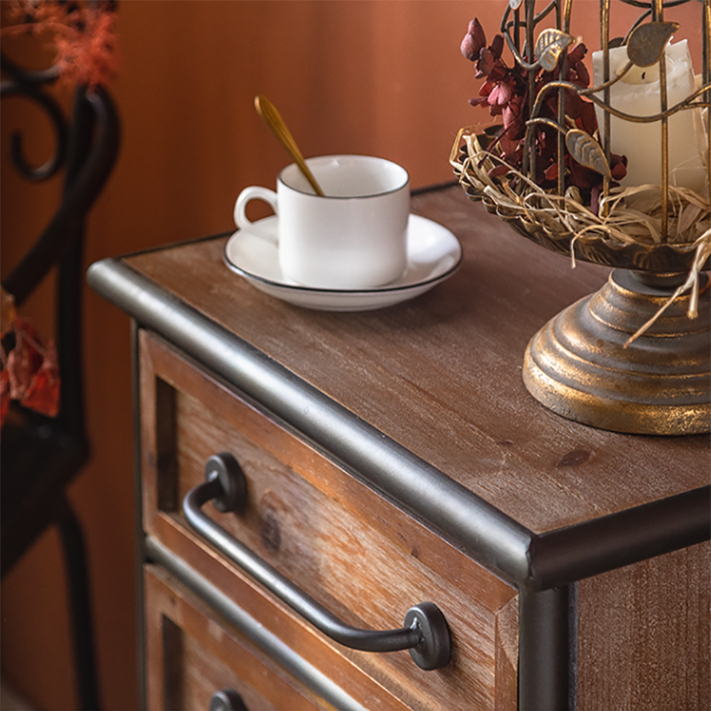 Industrial Rectangle Solid Wood With Doors Cabinet Distressed Wood Accent Cabinet