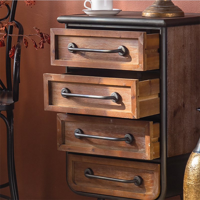 Industrial Rectangle Solid Wood With Doors Cabinet Distressed Wood Accent Cabinet
