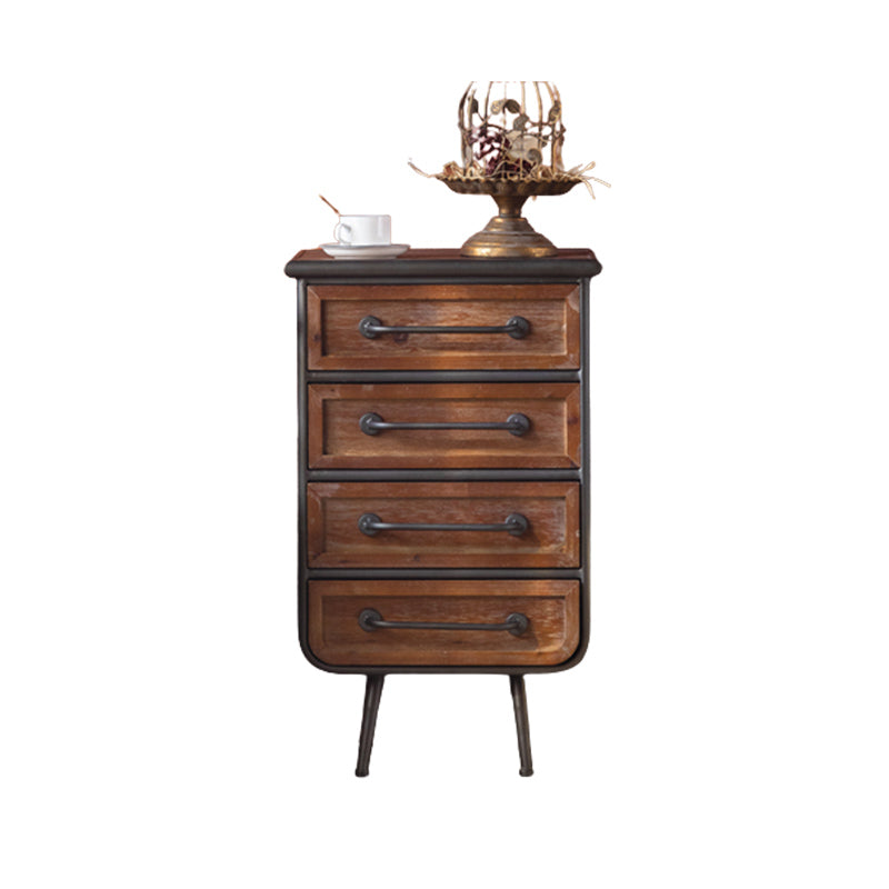 Industrial Rectangle Solid Wood With Doors Cabinet Distressed Wood Accent Cabinet