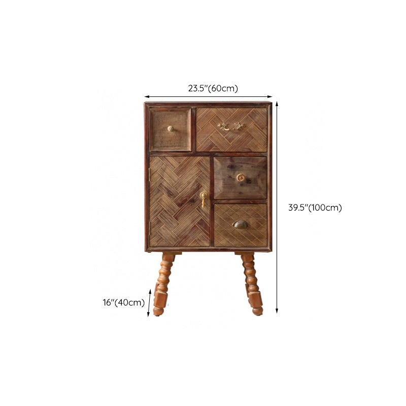 Industrial Rectangle Solid Wood With Doors Cabinet Distressed Wood Accent Cabinet