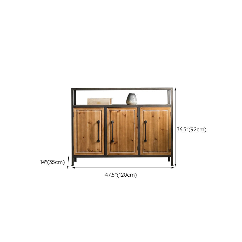 Industrial Rectangle Solid Wood With Doors Cabinet Distressed Wood Accent Cabinet