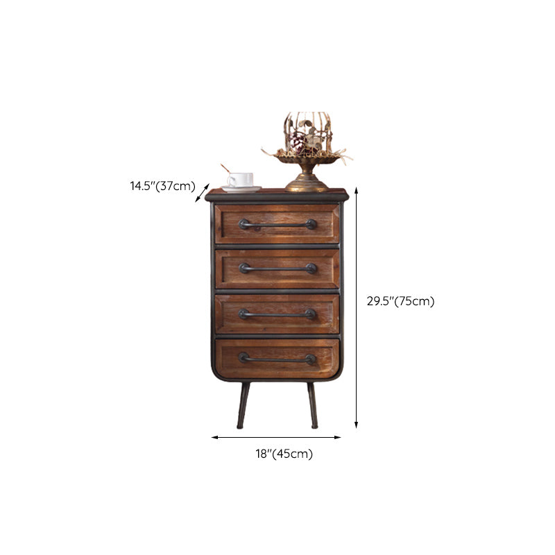 Industrial Rectangle Solid Wood With Doors Cabinet Distressed Wood Accent Cabinet