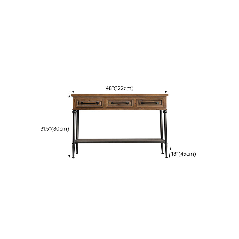 Industrial Rectangle Solid Wood With Doors Cabinet Distressed Wood Accent Cabinet
