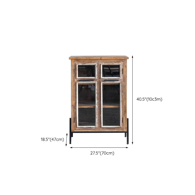 Industrial Rectangle Solid Wood With Doors Cabinet Distressed Wood Accent Cabinet
