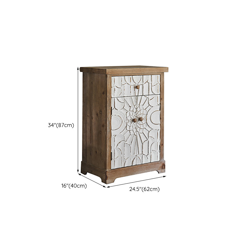Industrial Rectangle Solid Wood With Doors Cabinet Distressed Wood Accent Cabinet
