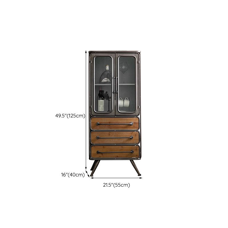 Industrial Rectangle Solid Wood With Doors Cabinet Distressed Wood Accent Cabinet