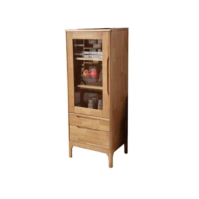 Two Drawer Accent Cabinet Rectangular Wooden and Glass 1-Door Cabinet