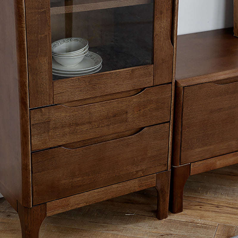 Two Drawer Accent Cabinet Rectangular Wooden and Glass 1-Door Cabinet