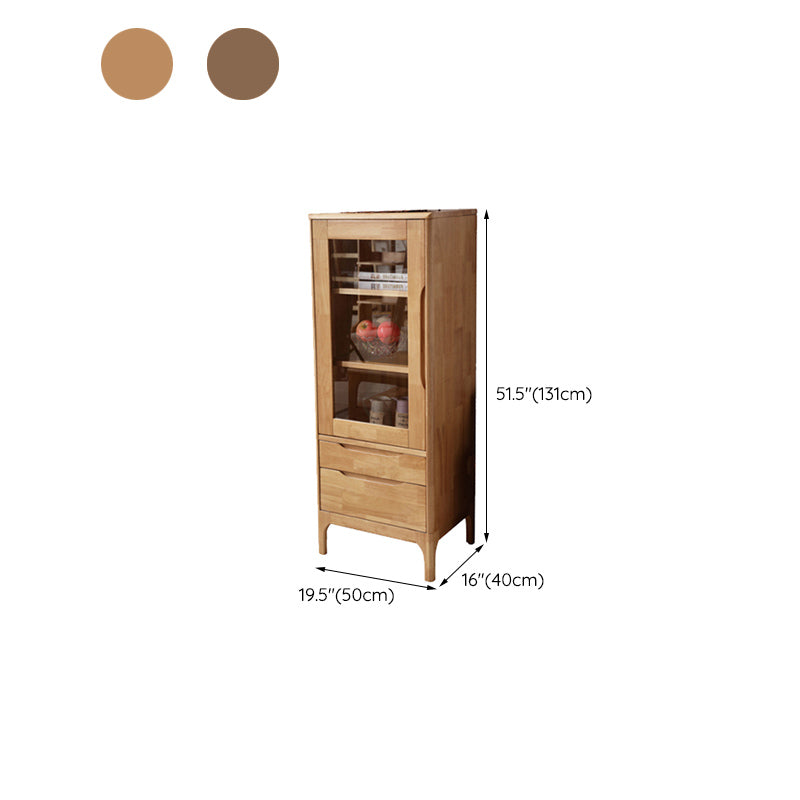 Two Drawer Accent Cabinet Rectangular Wooden and Glass 1-Door Cabinet