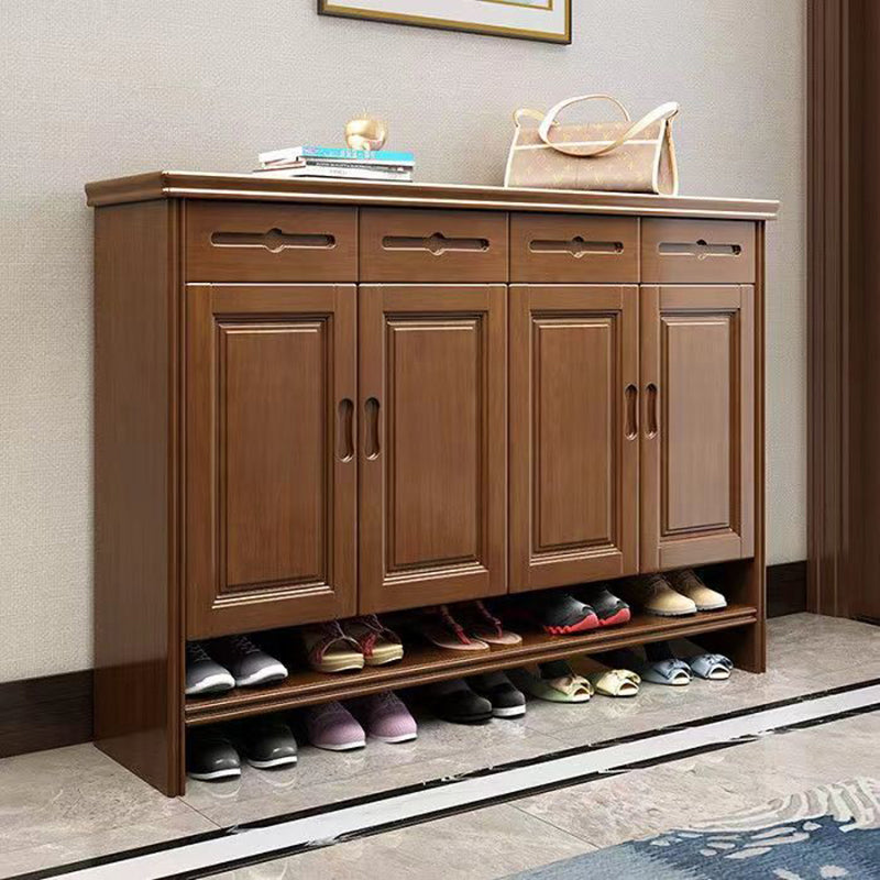 Mid-Century Modern Cabinet Grooves With Doors Rectangle Accent Cabinet
