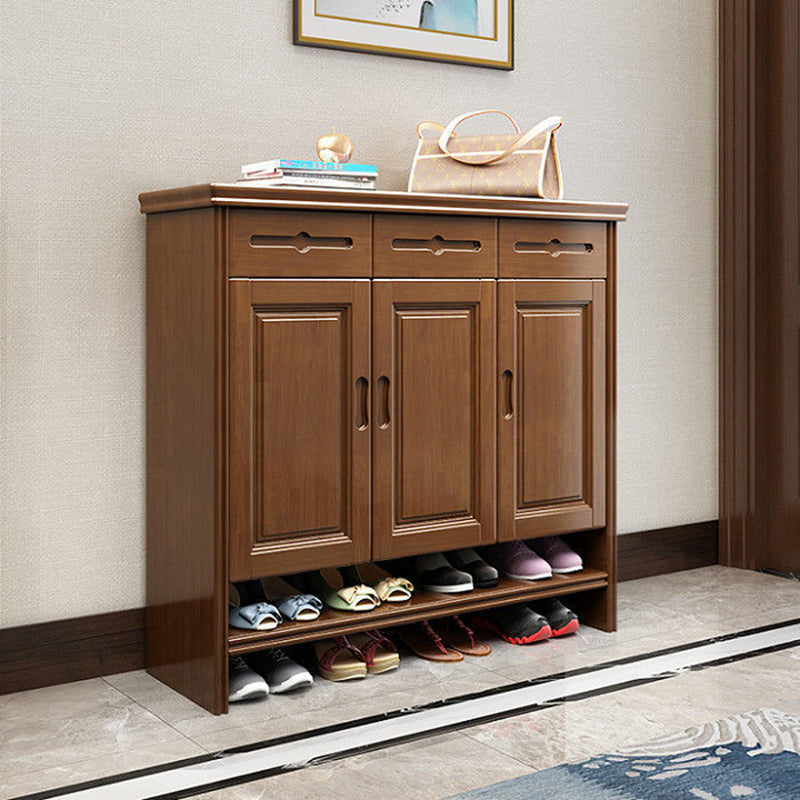 Mid-Century Modern Cabinet Grooves With Doors Rectangle Accent Cabinet