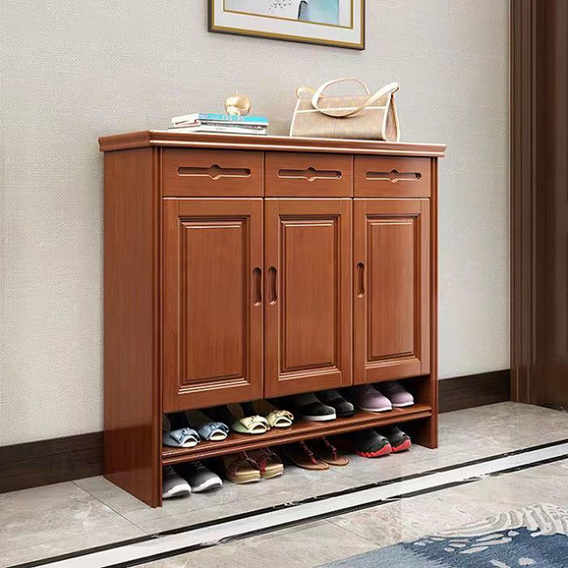Mid-Century Modern Cabinet Grooves With Doors Rectangle Accent Cabinet