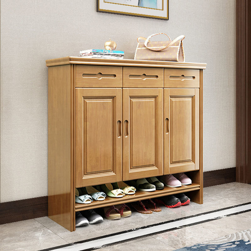 Mid-Century Modern Cabinet Grooves With Doors Rectangle Accent Cabinet