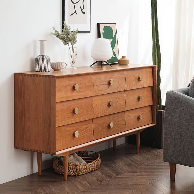 Modern Chest Pine 9 - Drawer Rectangle Straight Legs Accent Chest