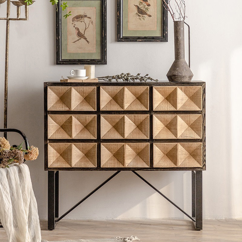 Mid-Century Modern Accent Chest Rectangular Wooden Chest in Distressed Finish