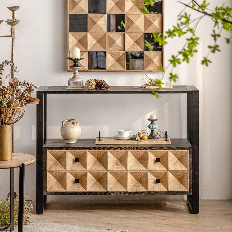 Mid-Century Modern Accent Chest Rectangular Wooden Chest in Distressed Finish