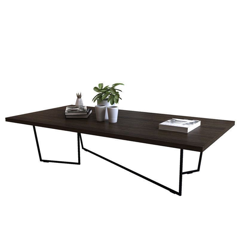 Solid Wood Coffee Table Abstract Coffee Cocktail Table in Brown