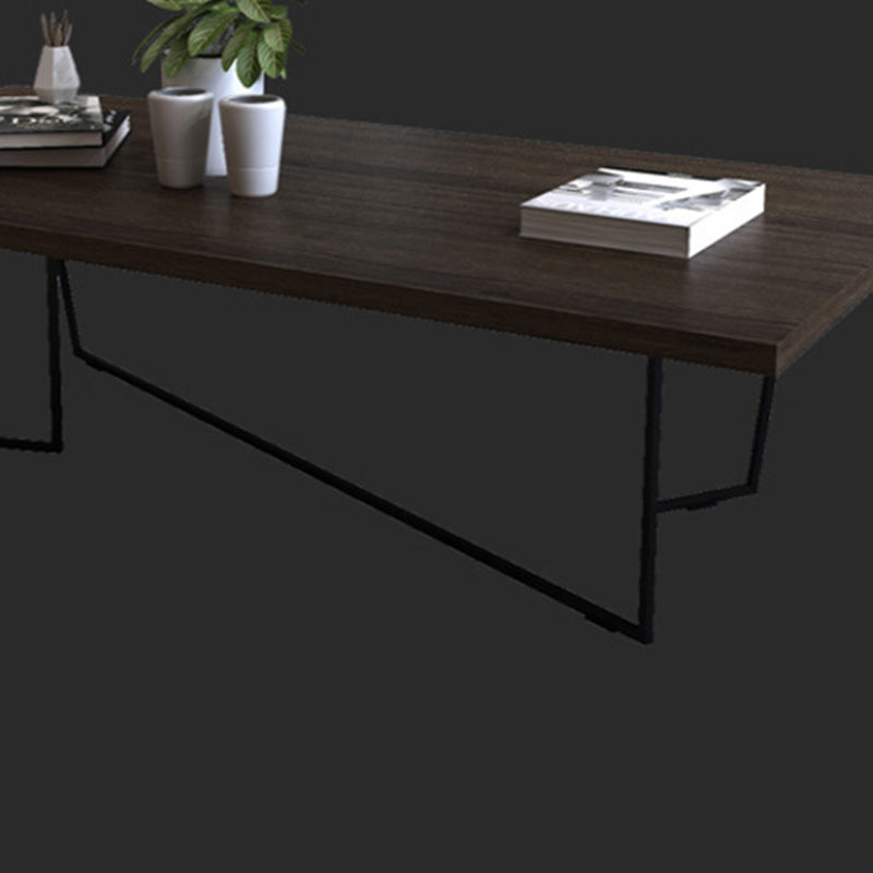 Solid Wood Coffee Table Abstract Coffee Cocktail Table in Brown