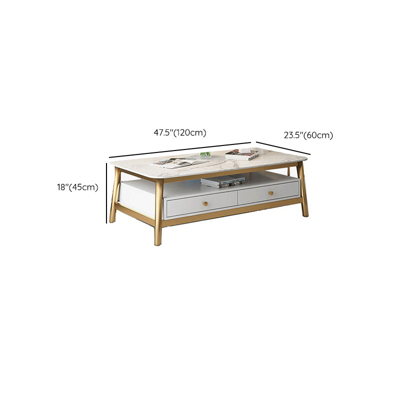 Glam Coffee Cocktail Table 4 Legs Cocktail Table with Storage