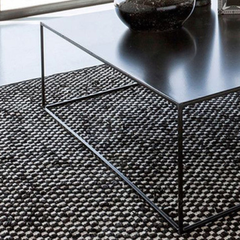 Mid-Century Modern Iron Square Coffee Table with Frame Base Coffee Table